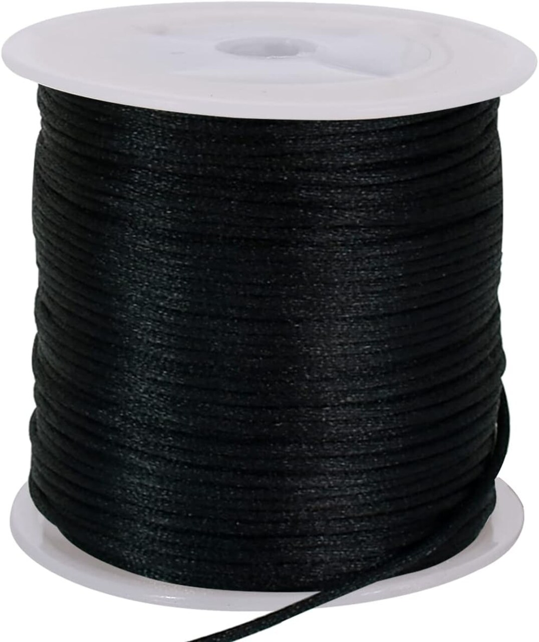 1.5mm x 50 Yards Black Nylon Cord Satin String for Bracelet Jewelry Making Rattail Macrame Waxed Trim Cord Necklace Bulk Beading Thread Kumihimo Chinese Knot Craft